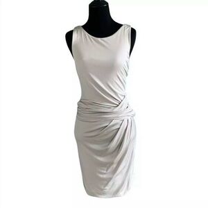 Theory light Gray Sleeveless ruched cocktail Dress